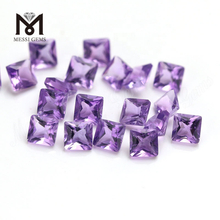 3x3mmの小さなプリンセスカットアメジストクォーツ合成石