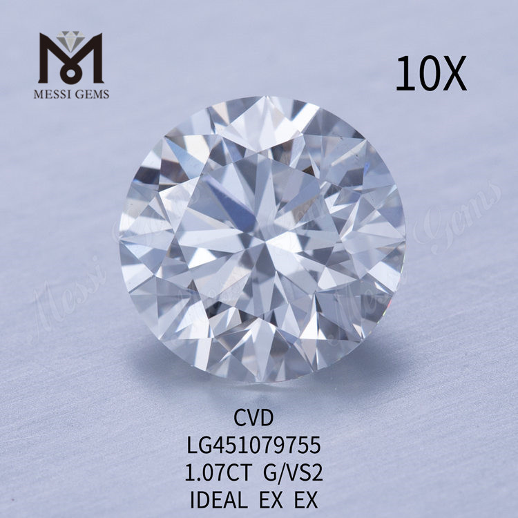 1.07カラットCVDGVS2IDEALラウンドブリリアントラボ製ダイヤモンド