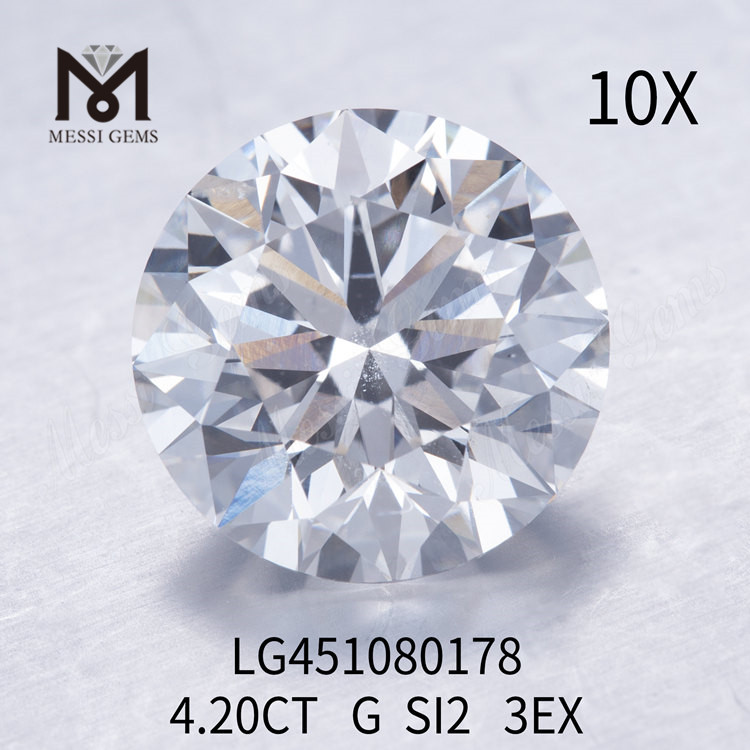 4.2カラットGSI2RD3EXカットグレードラボ成長ダイヤモンド
