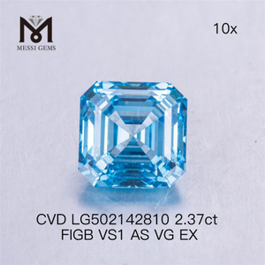 2.37ct アッシャー カット VS ブルー合成ダイヤモンド 7.10X7.03X4.89MM