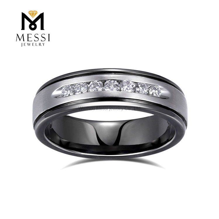 18K ゴールド 11 グラム ブラック リング 2mm ラボ ダイヤモンド マン リング 結婚式用