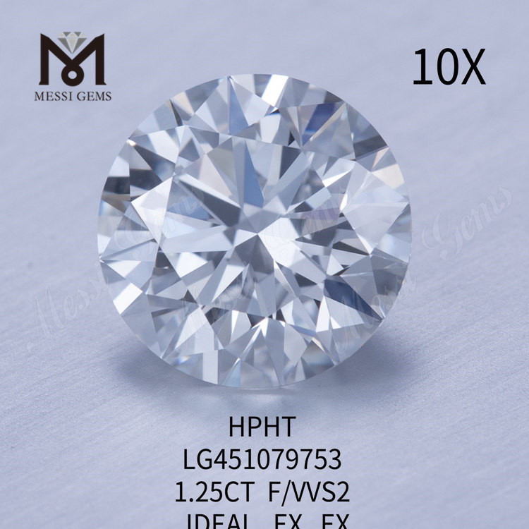 1.25ct F VVS2RDIDEALカットグレードラボダイヤモンドHPHT