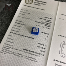 4.00CT 長方形ルース ラボ ダイヤモンド E VS1 igi 認定 合成ダイヤモンド の IGI 証明書