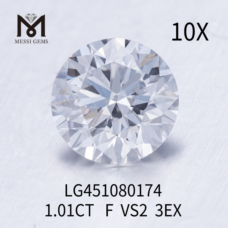 1.01ct F VS2RD3EXカットグレードラボ成長ダイヤモンド