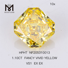 1.10ct VS1 EX EX ファンシー ビビッド イエロー ラディアント カット ラボ グロンド ラディアント ダイヤモンド