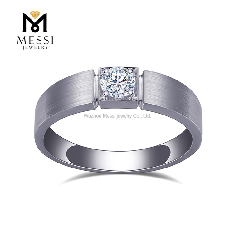 18K ホワイト ゴールド 6.0g 19# ラボ ダイヤモンド結婚指輪 彼のための愛とコミットメントの象徴